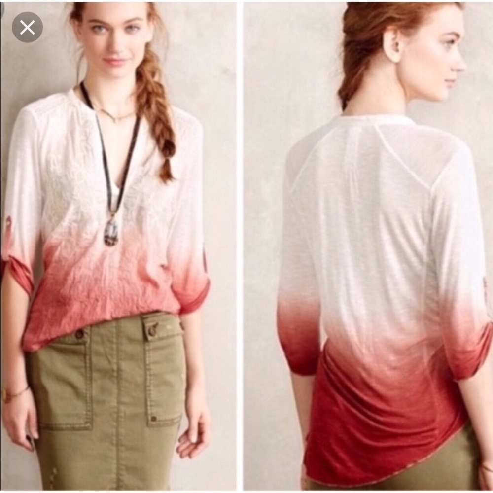 Anthropologie Tiny embroidered ombré shirt. Size M